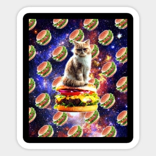 Hamburger Astro Cat On Burger Sticker